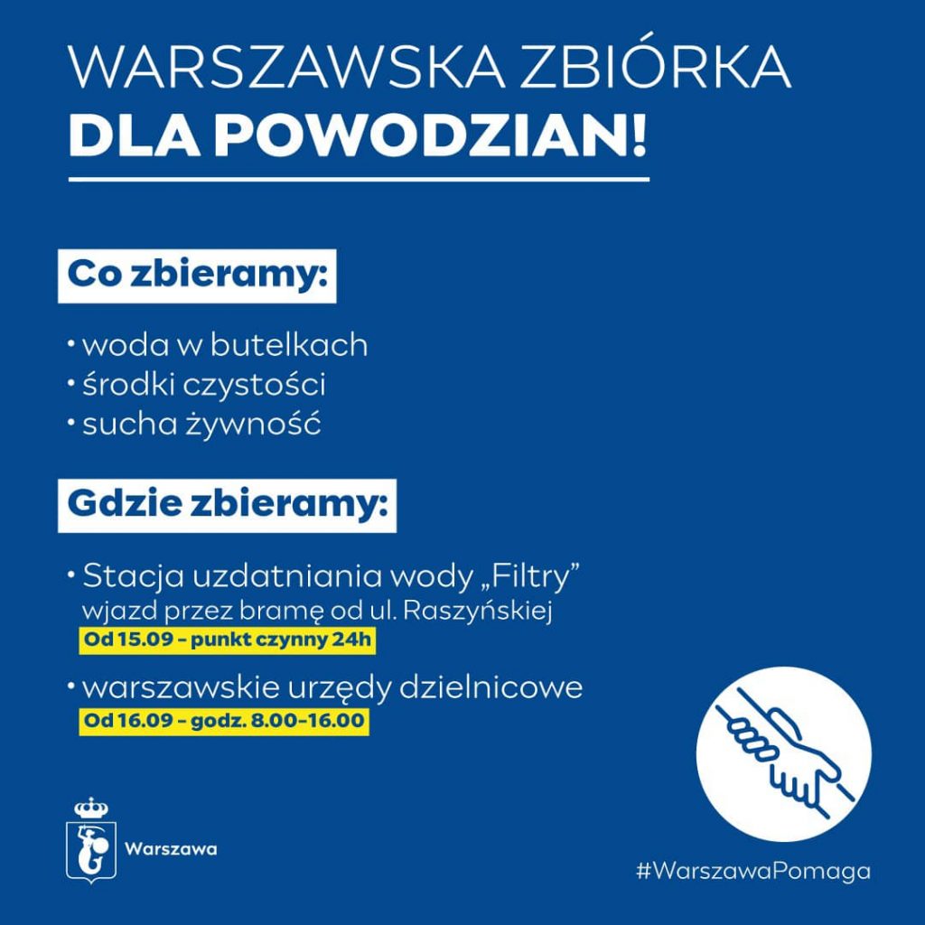 Warszawska zbiórka dla powodzian - grafika informacyjna