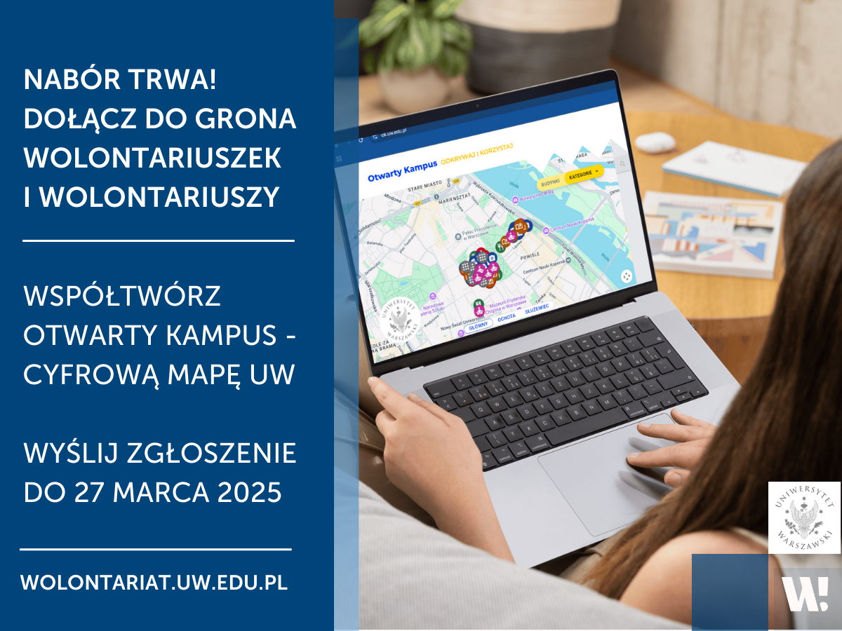 Grafika promująca wolontariat przy tworzeniu strony Otwarty Kampus